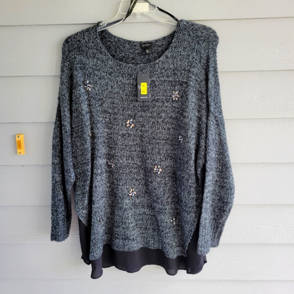 Jessica Simpson jeweled sweater 1X NWT